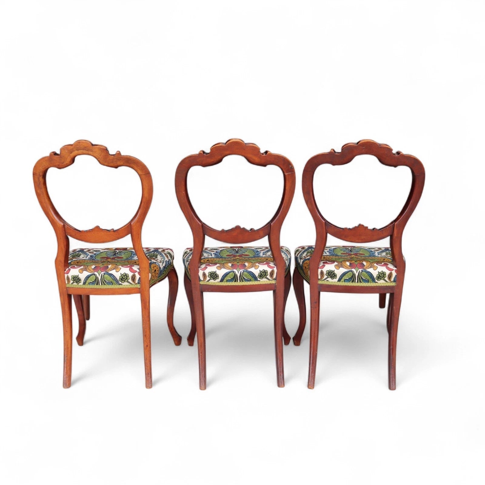 Set of 6 Antique Victorian Mahogany Balloon Back Dining Chairs Cabriole Legs