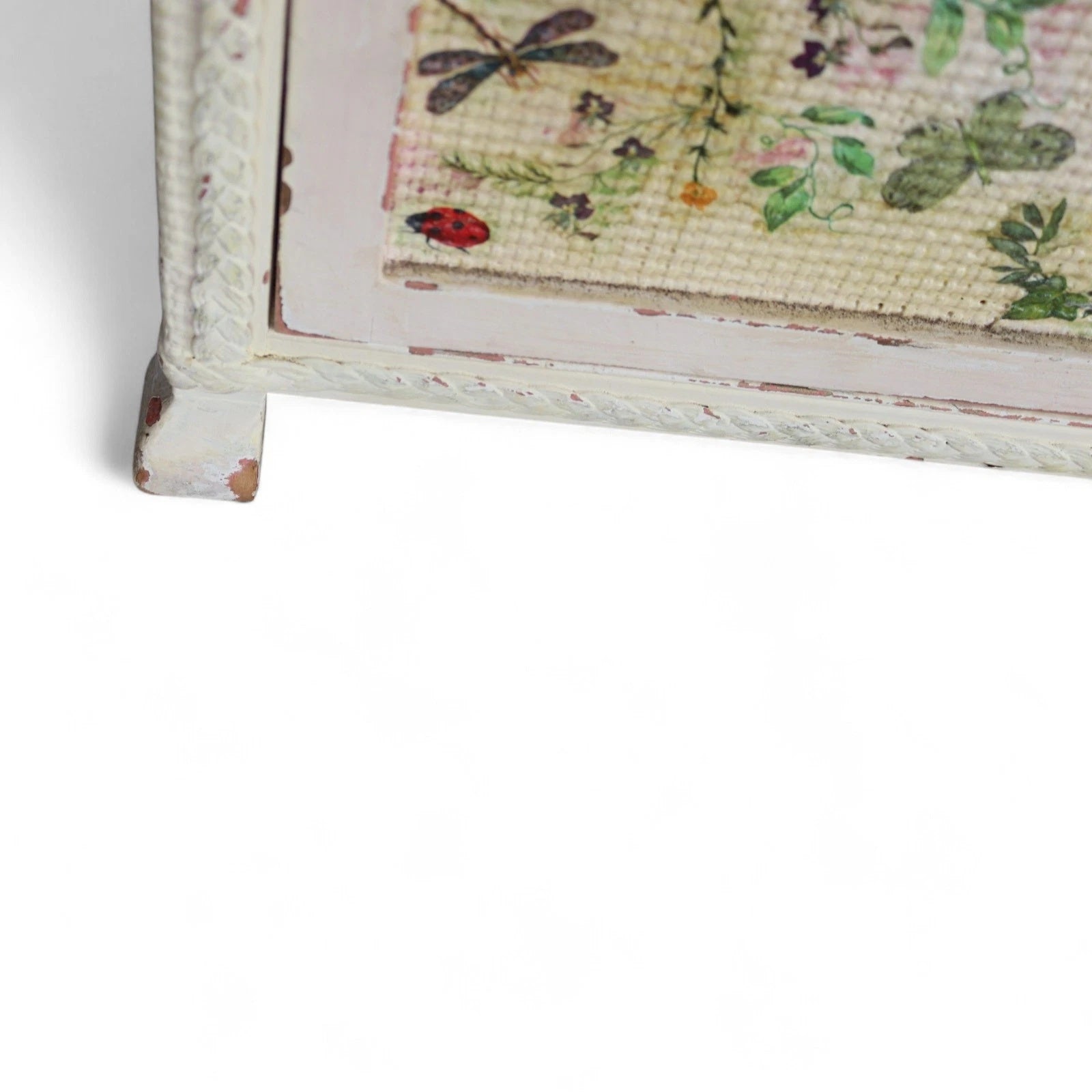Pair of Vintage Loom Style Bedside Cabinets - Woven Fibre with Floral Panels