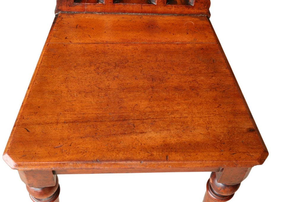Pair Of Antique Mahogany Pugin Style Carved Gothic Steeple Back Hall Chairs