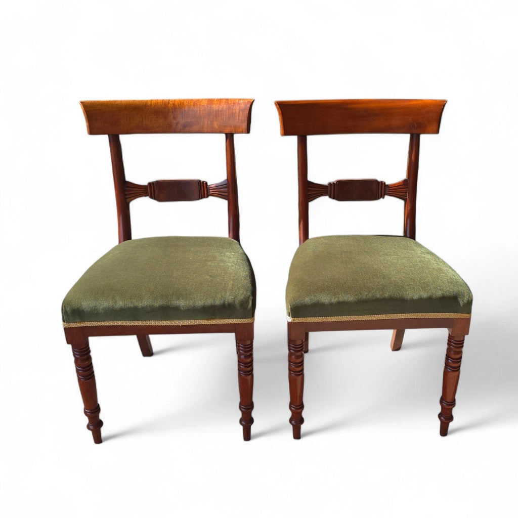 Set of 4 Antique Regency Mahogany Bar Back Dining Chairs - c.1835