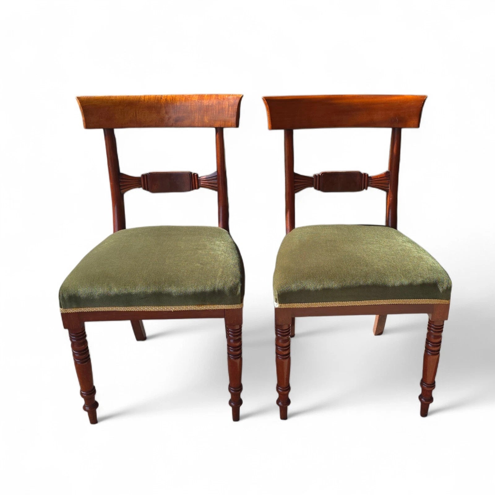 Set of 4 Antique Regency Mahogany Bar Back Dining Chairs - c.1835