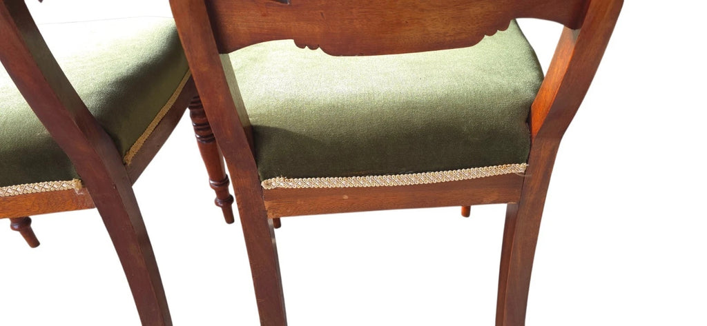 Set of 4 Antique Regency Mahogany Bar Back Dining Chairs - c.1835