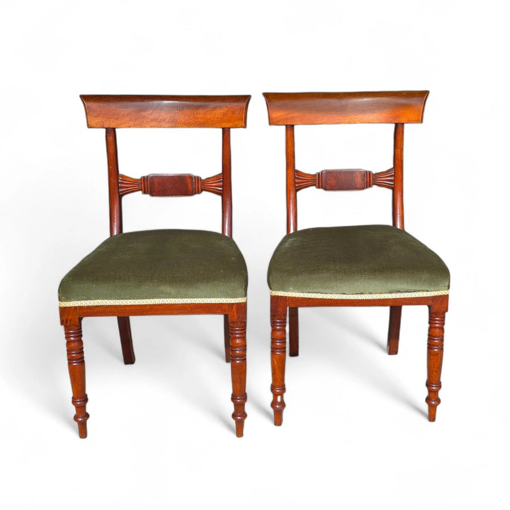 Set of 4 Antique Regency Mahogany Bar Back Dining Chairs - c.1835