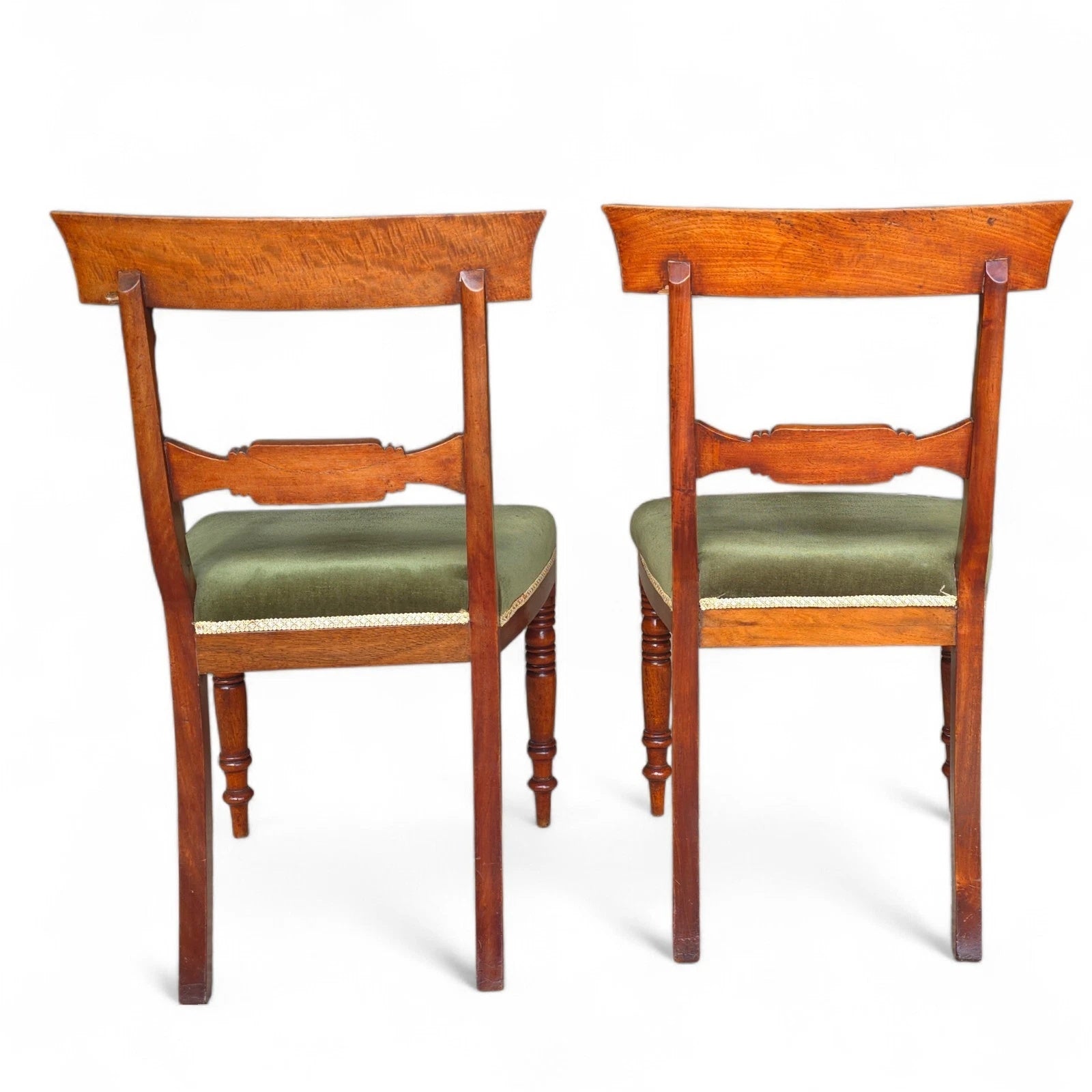 Set of 4 Antique Regency Mahogany Bar Back Dining Chairs - c.1835