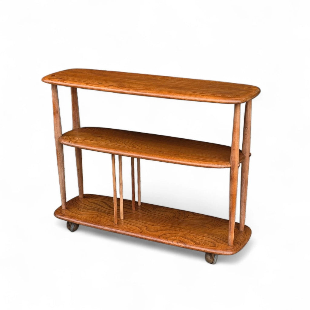 Vintage Ercol 361 Windsor Trolley Bookcase - Baby Giraffe - Elm & Beech MCM