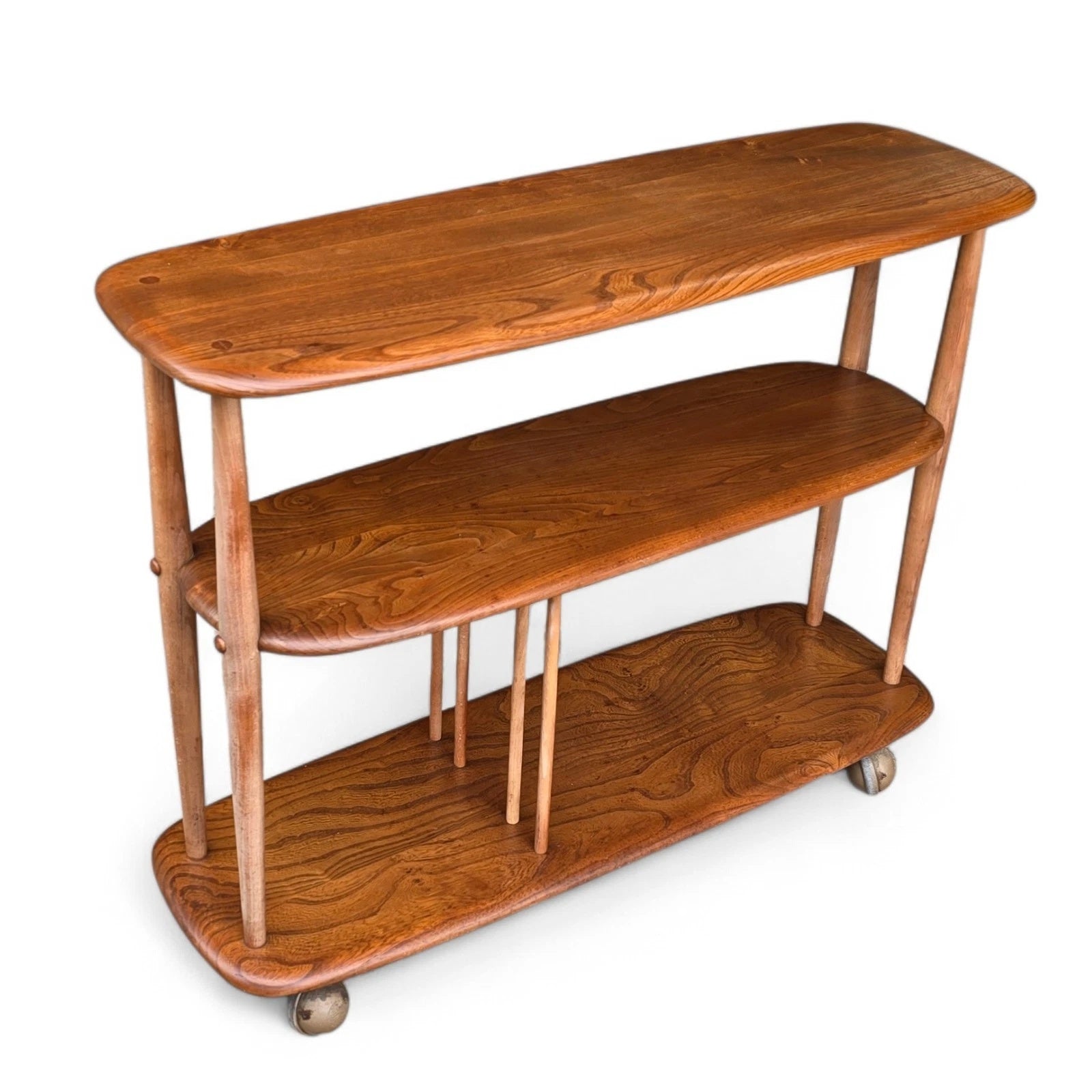 Vintage Ercol 361 Windsor Trolley Bookcase - Baby Giraffe - Elm & Beech MCM