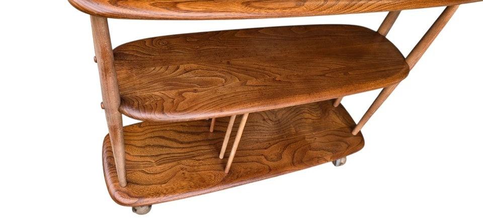 Vintage Ercol 361 Windsor Trolley Bookcase - Baby Giraffe - Elm & Beech MCM