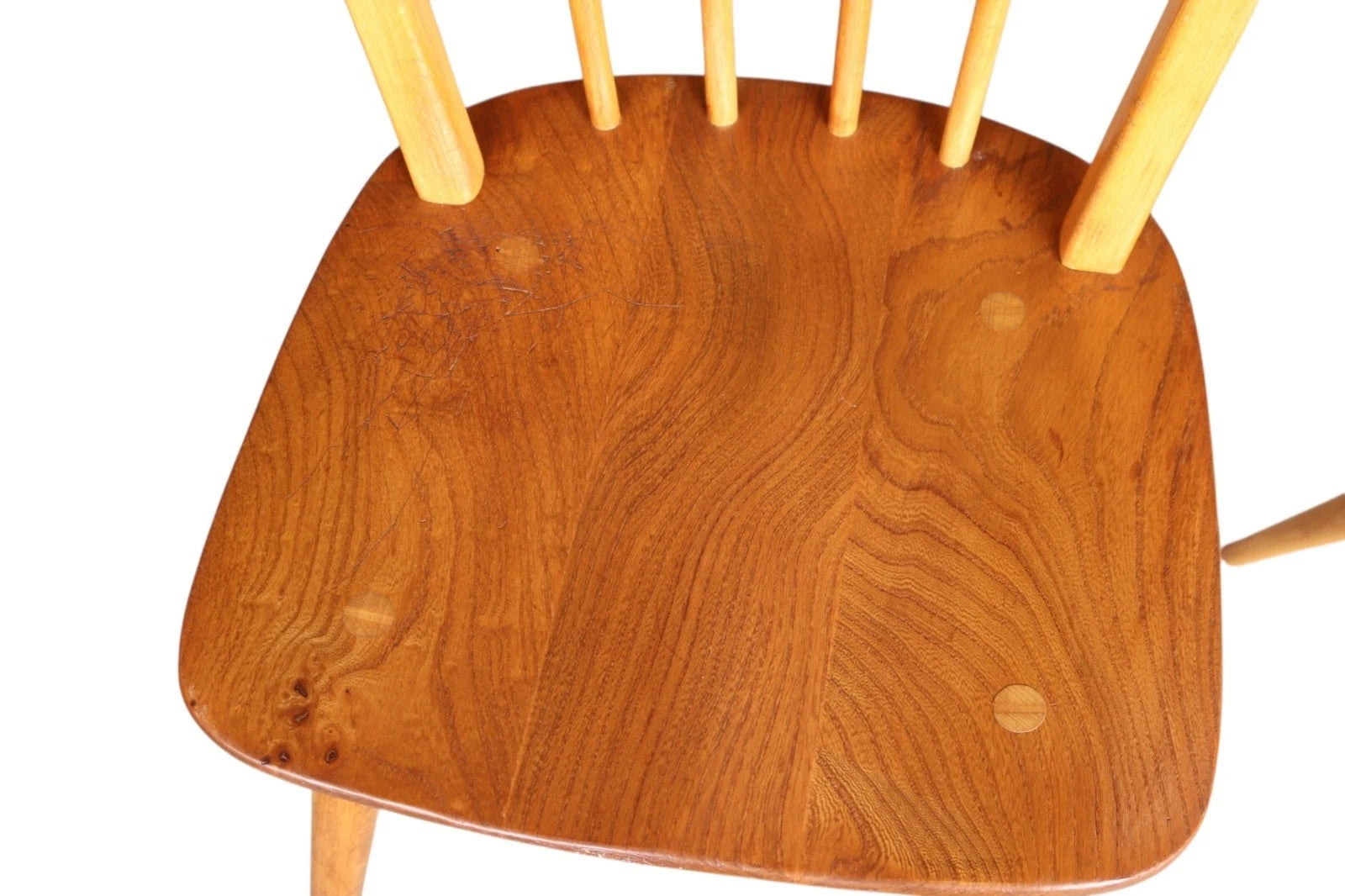 Vintage Set Of 4 Ercol Blonde Hoop Back Dining Chairs