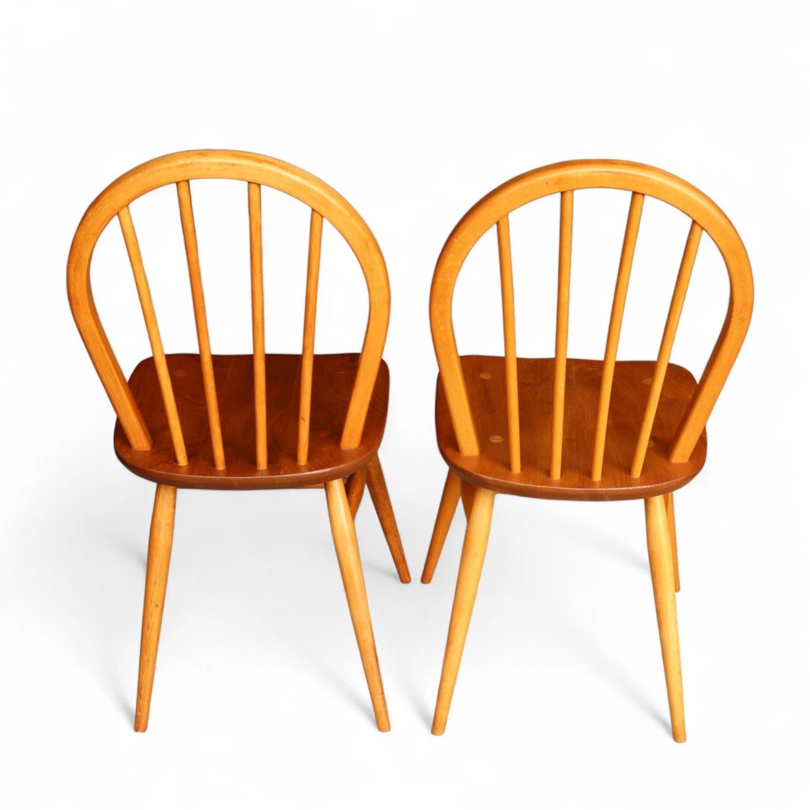 Vintage Set Of 4 Ercol Blonde Hoop Back Dining Chairs