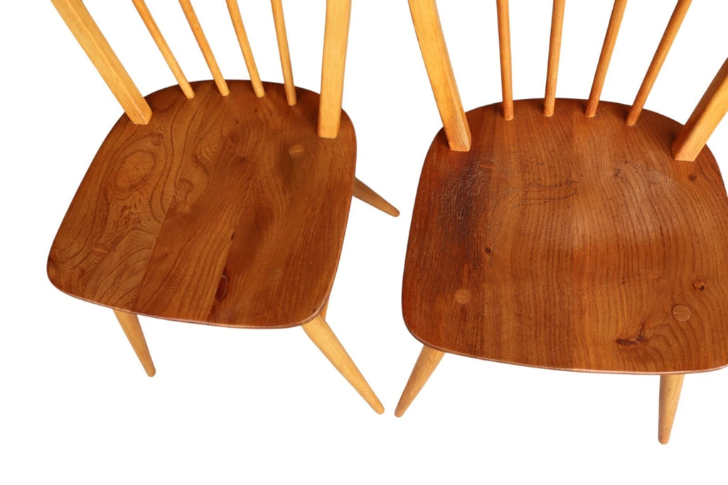 Vintage Set Of 4 Ercol Blonde Hoop Back Dining Chairs