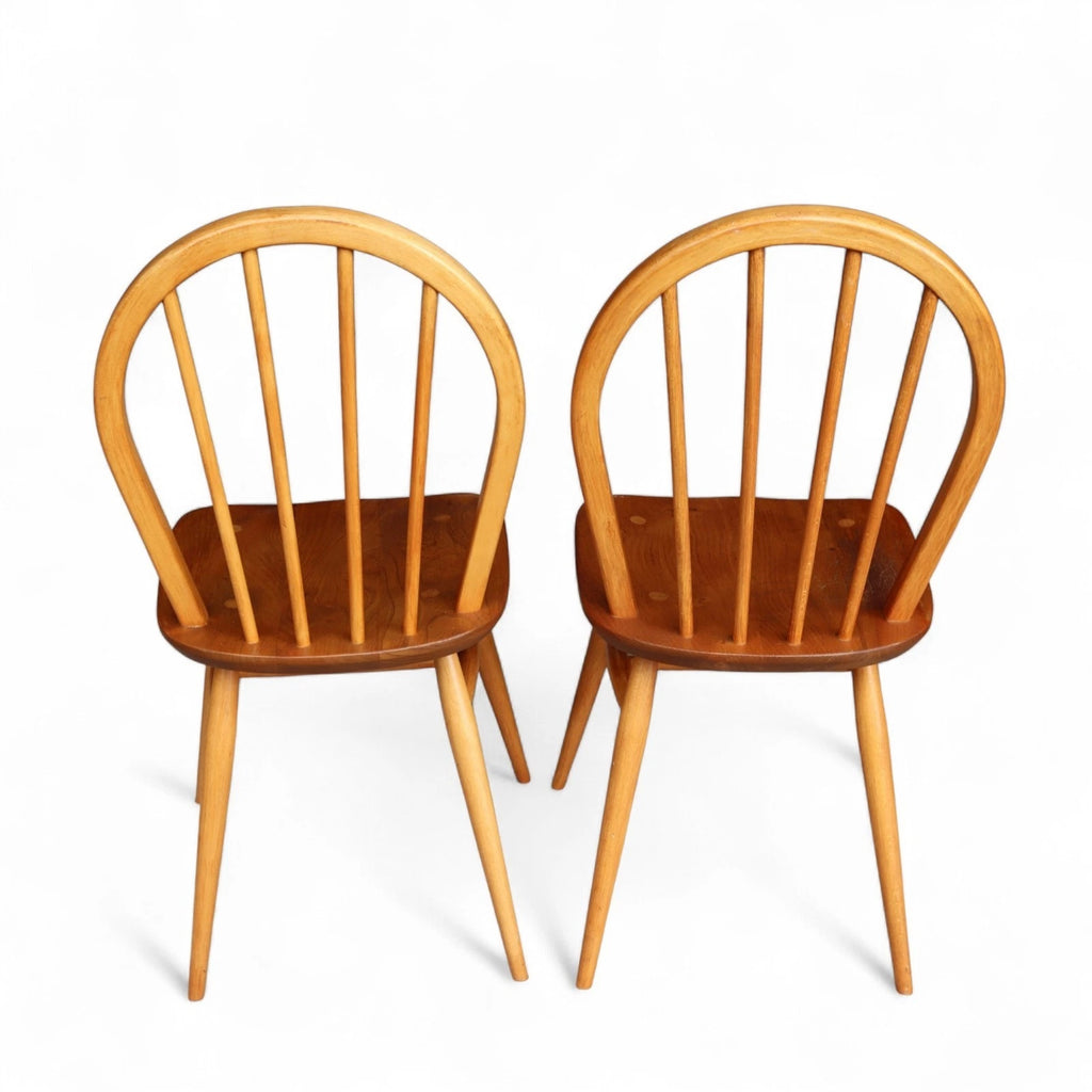 Vintage Set Of 4 Ercol Blonde Hoop Back Dining Chairs
