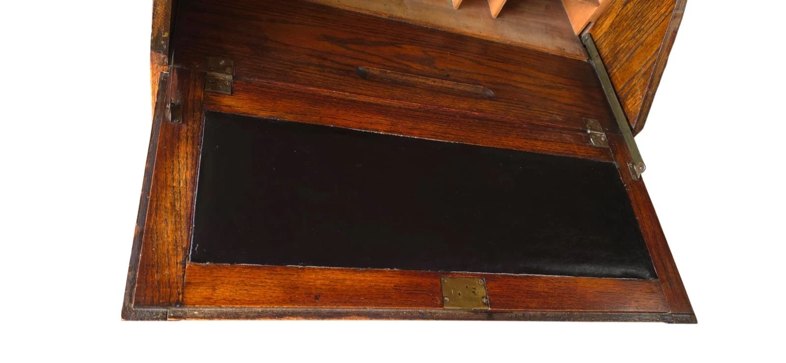 Vintage Jacobean Revival Oak Bureau with Turned Legs & Two Drawers