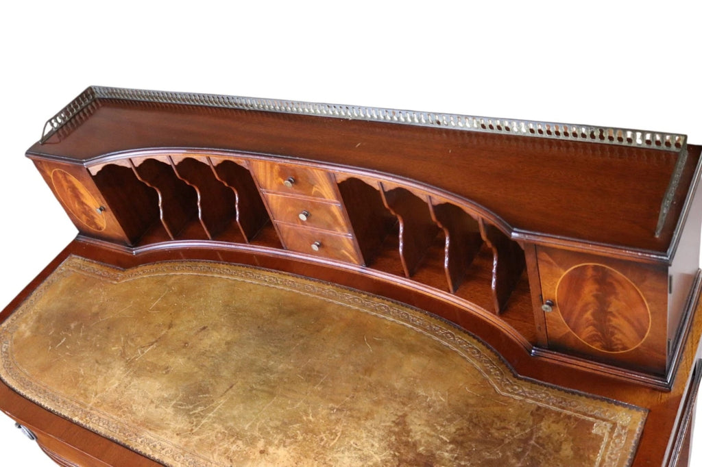 Vintage Mahogany Bonheur Du Jour Leather Top Regency style Writing Desk