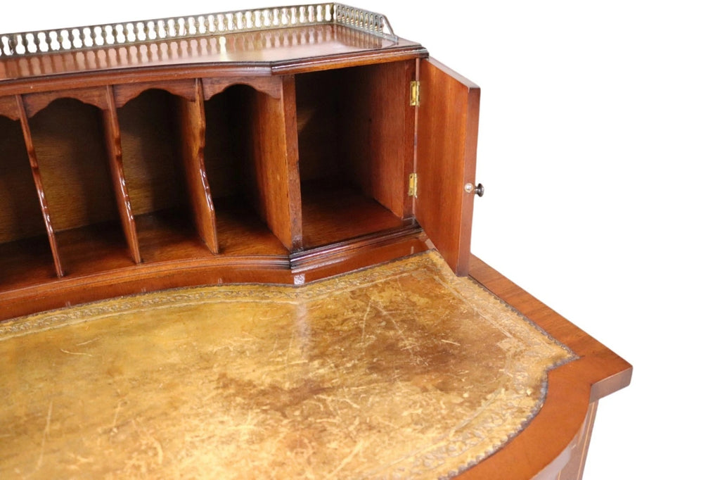 Vintage Mahogany Bonheur Du Jour Leather Top Regency style Writing Desk