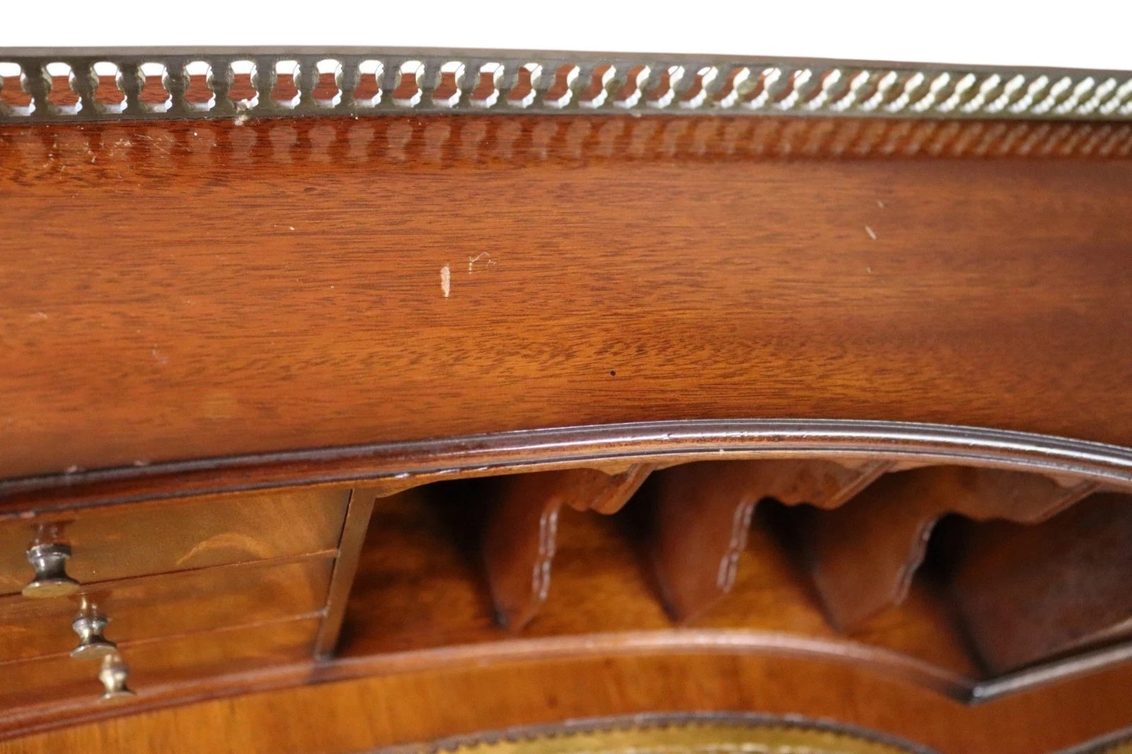 Vintage Mahogany Bonheur Du Jour Leather Top Regency style Writing Desk
