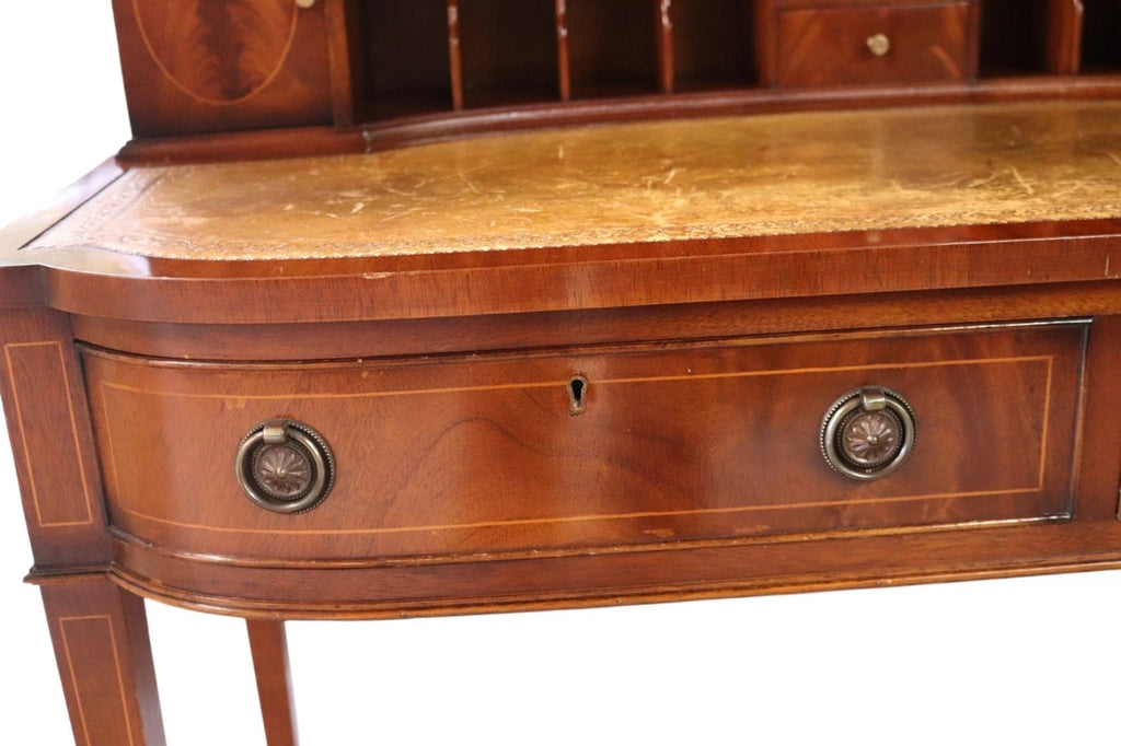 Vintage Mahogany Bonheur Du Jour Leather Top Regency style Writing Desk