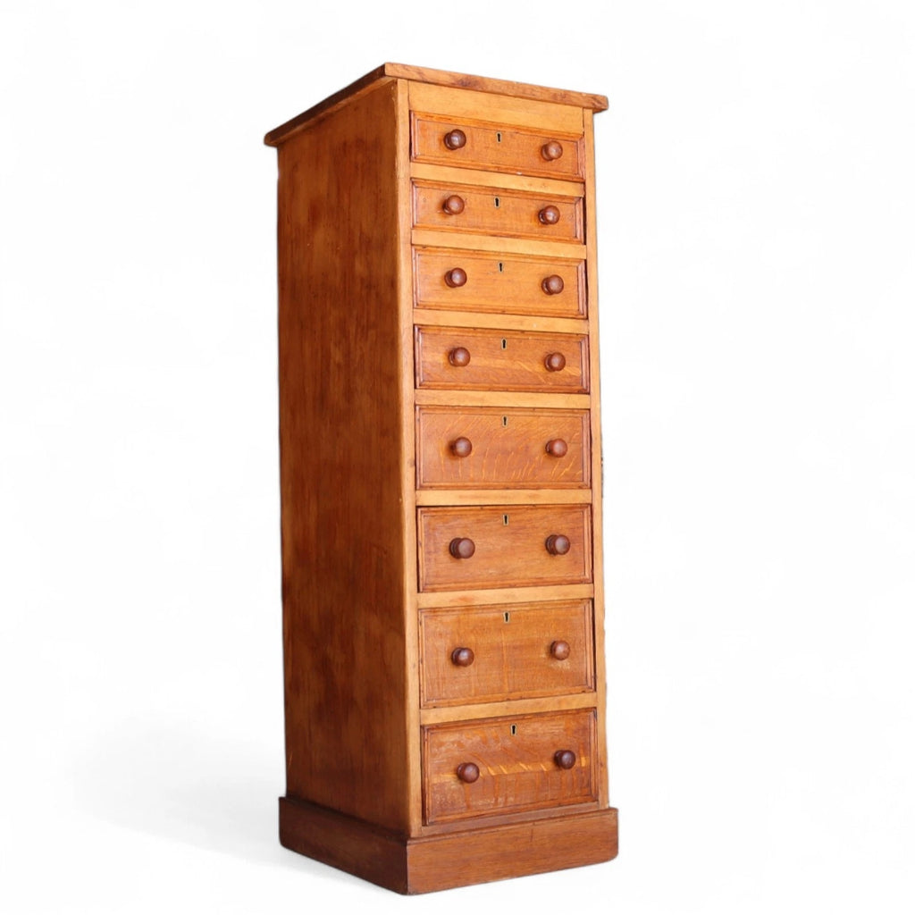 Victorian Oak & Pine Tall Wellington Style Chest 9 Drawer Solomons London c.1880