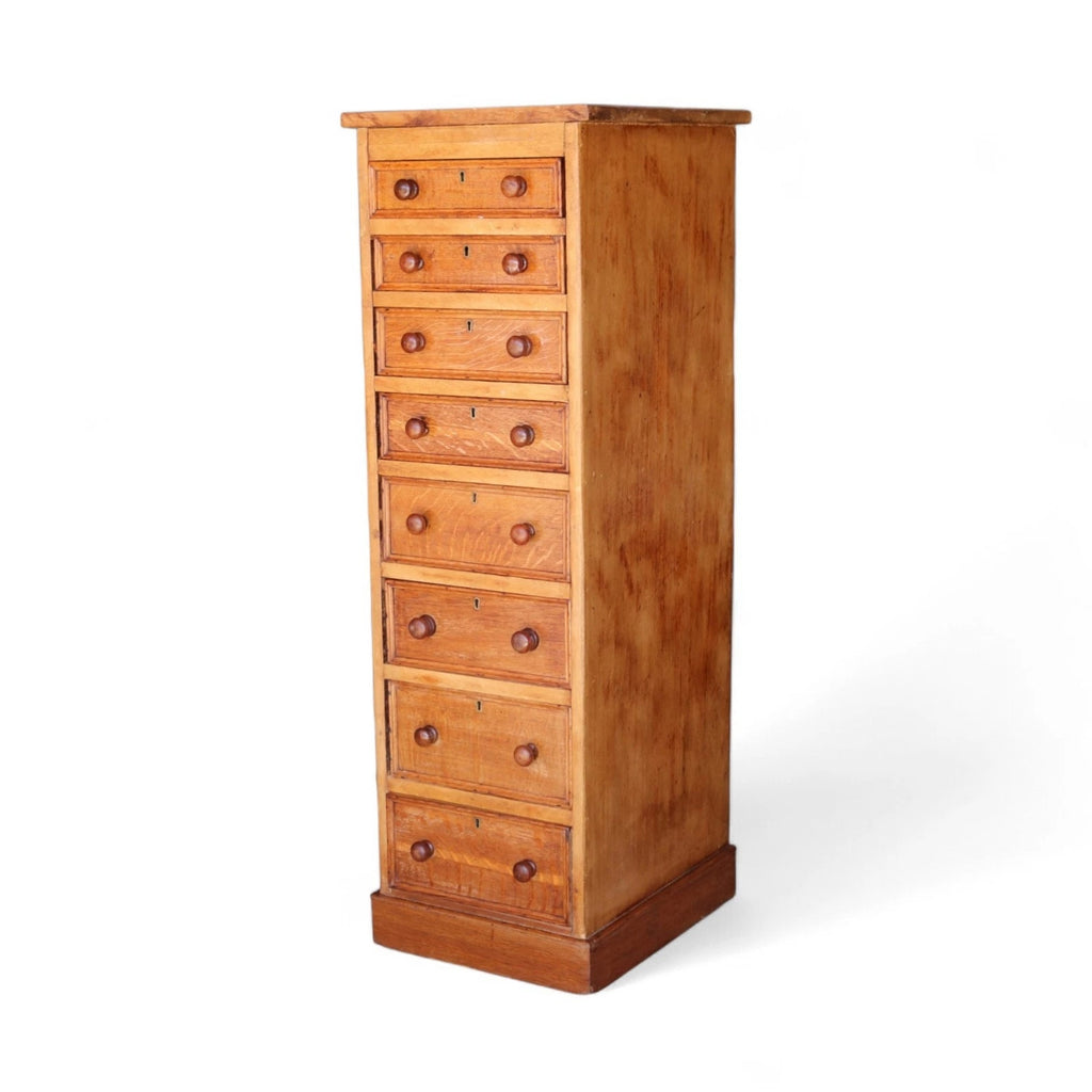 Victorian Oak & Pine Tall Wellington Style Chest 9 Drawer Solomons London c.1880