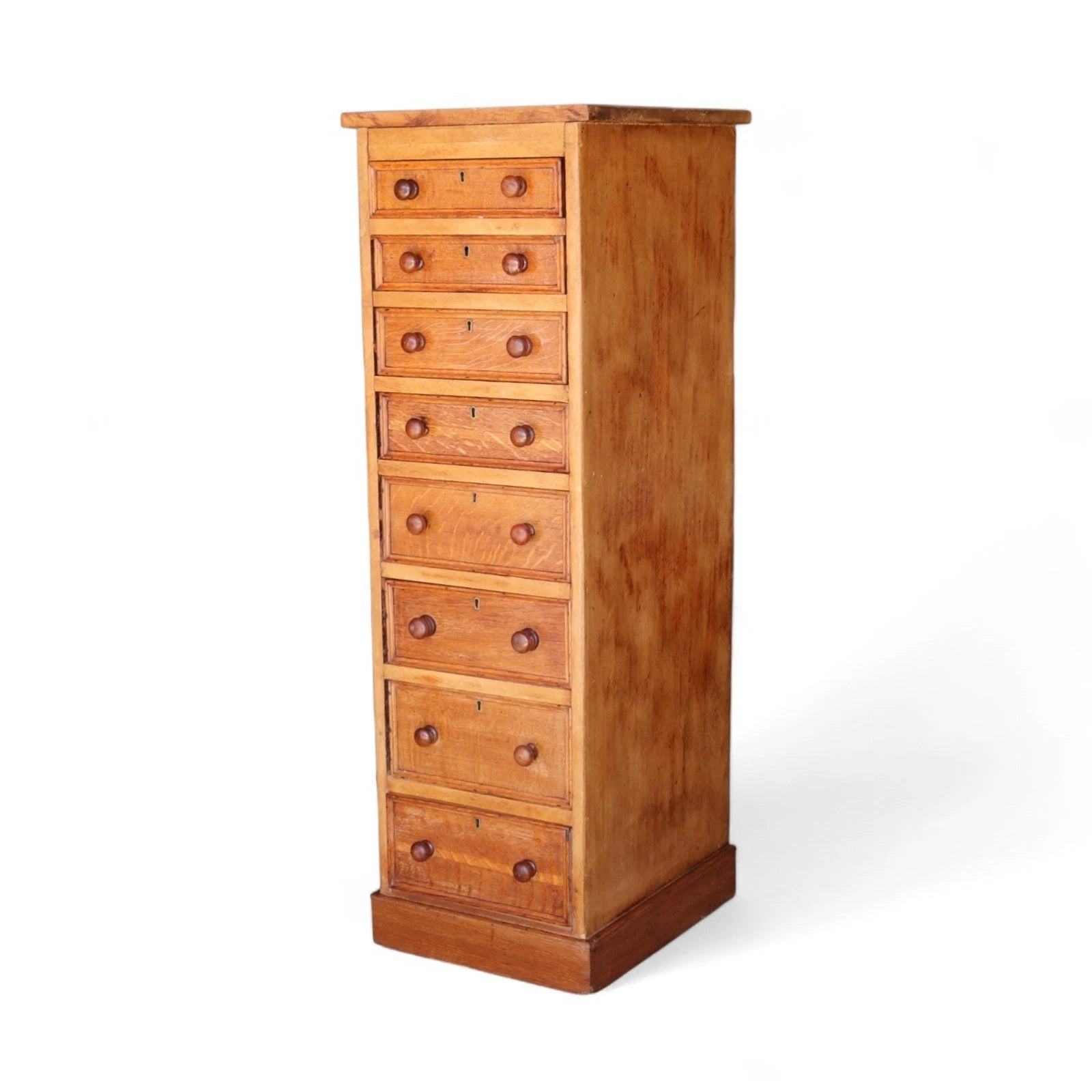 Victorian Oak & Pine Tall Wellington Style Chest 9 Drawer Solomons London c.1880