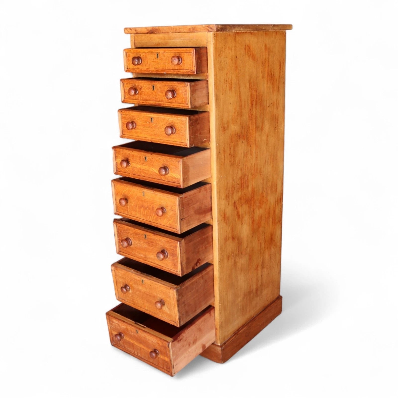 Victorian Oak & Pine Tall Wellington Style Chest 9 Drawer Solomons London c.1880