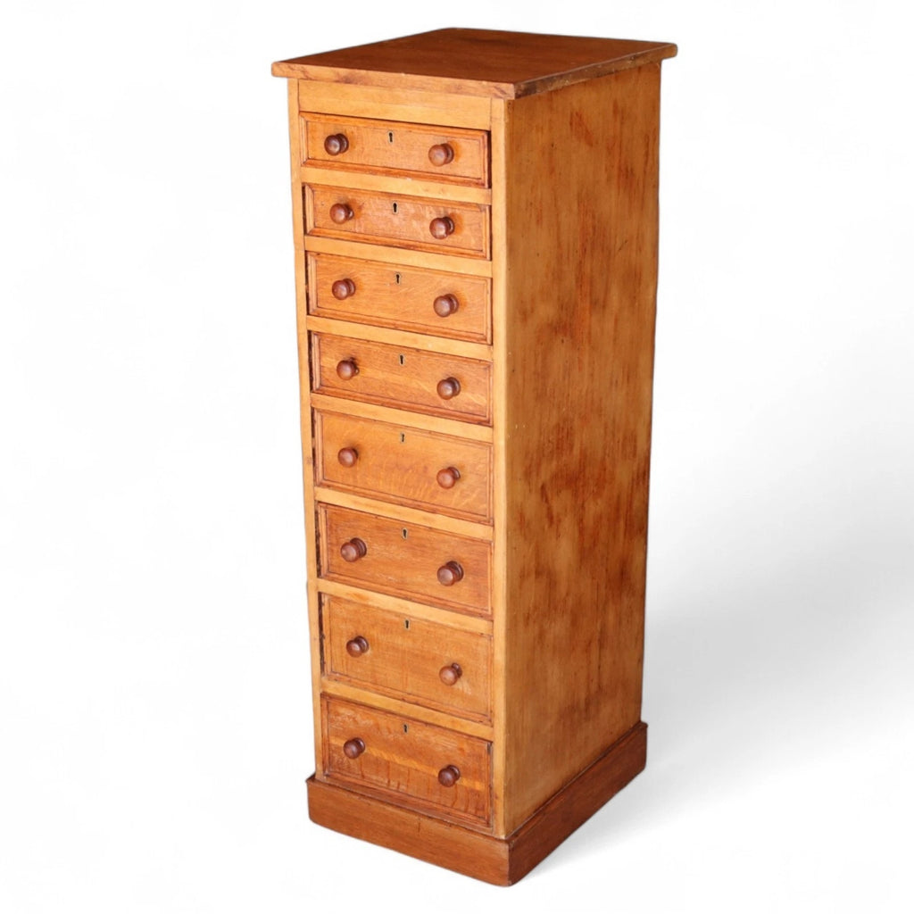 Victorian Oak & Pine Tall Wellington Style Chest 9 Drawer Solomons London c.1880