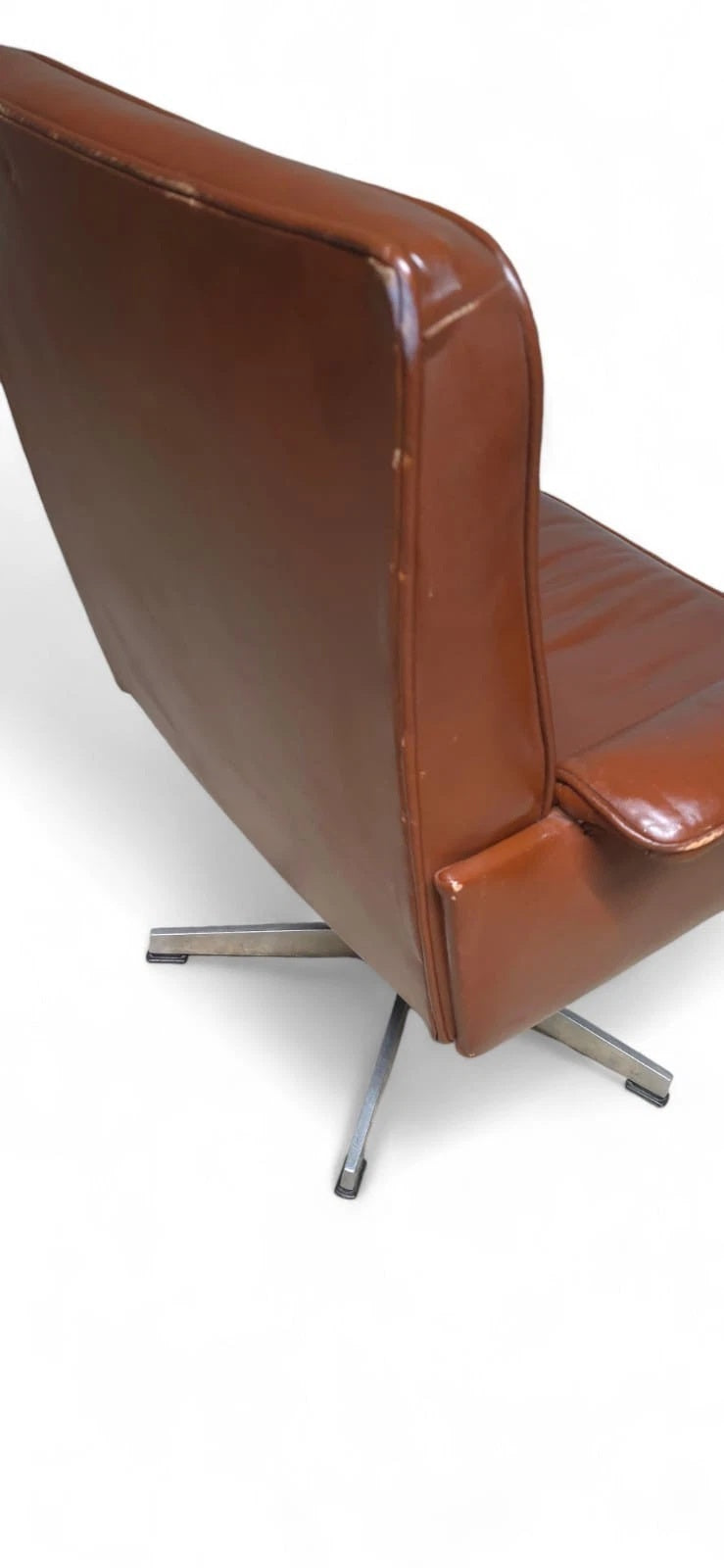 Vintage Mid-Century Brown Leather Swivel Chair (DS-35 Style) Armchair