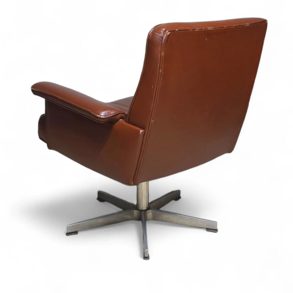Vintage Mid-Century Brown Leather Swivel Chair (DS-35 Style) Armchair