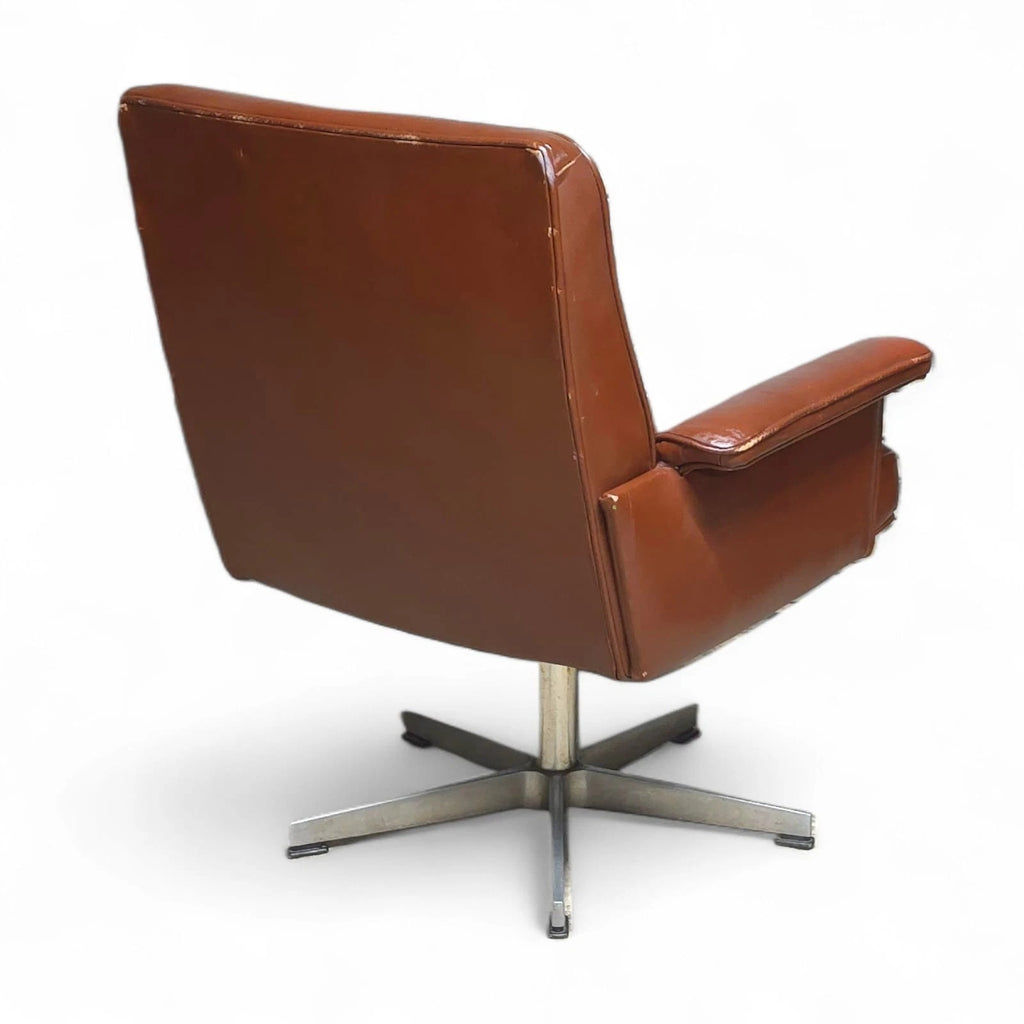 Vintage Mid-Century Brown Leather Swivel Chair (DS-35 Style) Armchair
