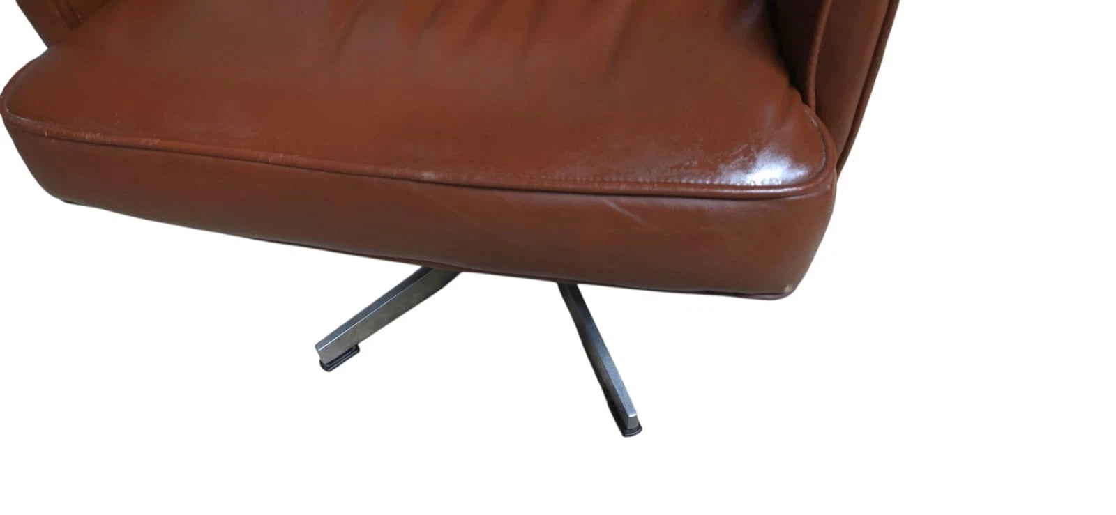 Vintage Mid-Century Brown Leather Swivel Chair (DS-35 Style) Armchair