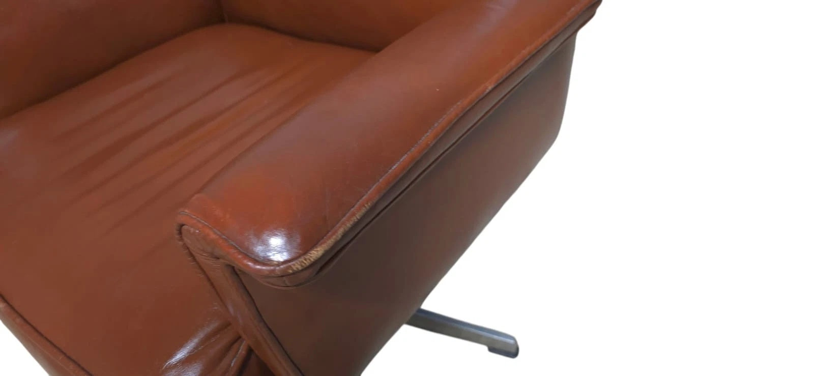 Vintage Mid-Century Brown Leather Swivel Chair (DS-35 Style) Armchair