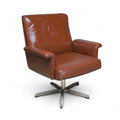 Vintage Mid-Century Brown Leather Swivel Chair (DS-35 Style) Armchair