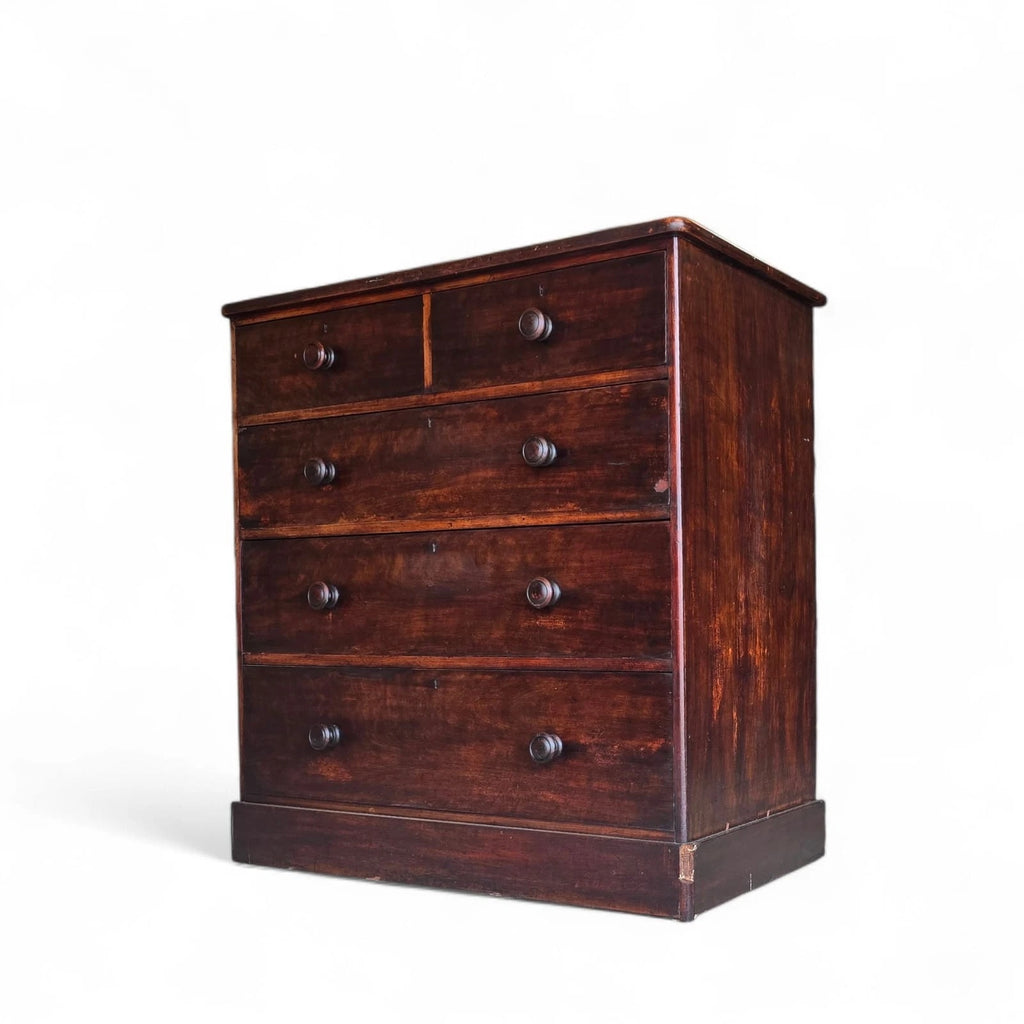 Antique Victorian Stained Pine Chest of Drawers 2 over 3