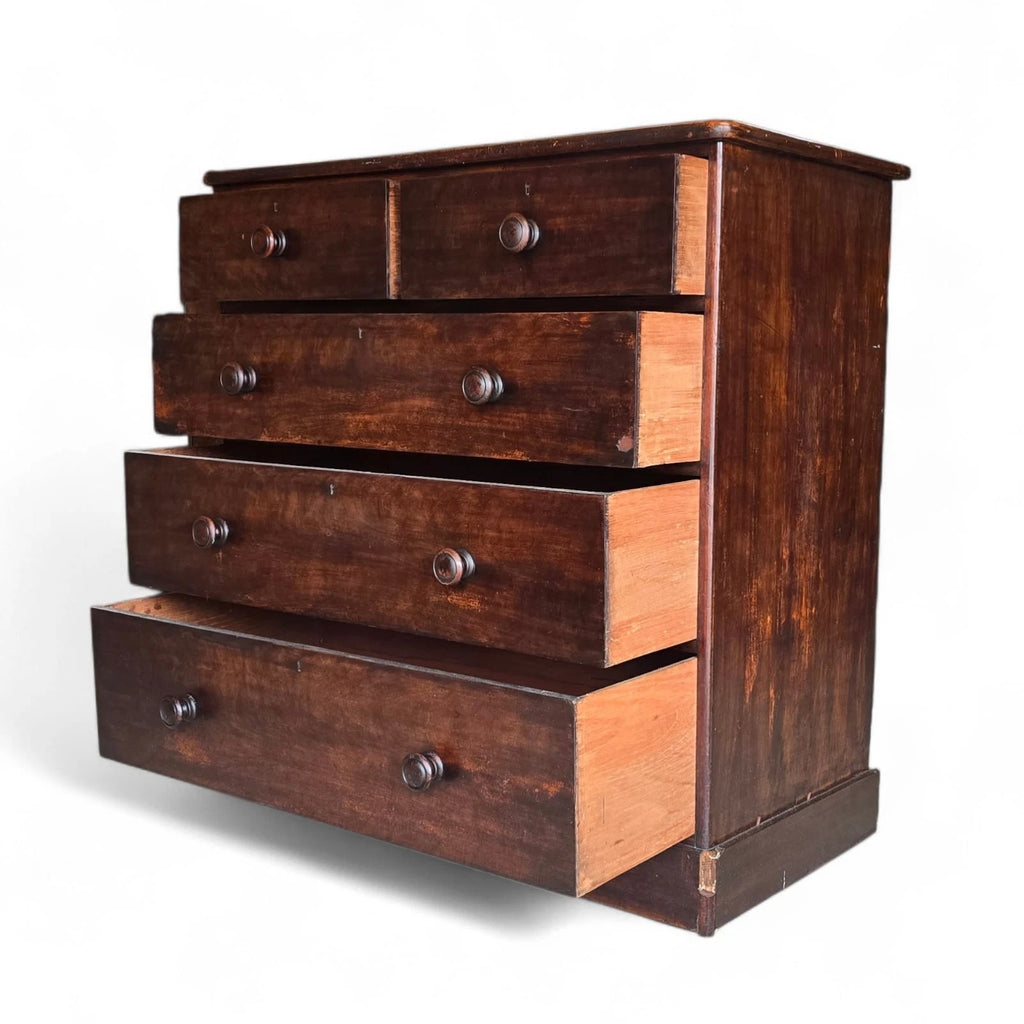 Antique Victorian Stained Pine Chest of Drawers 2 over 3