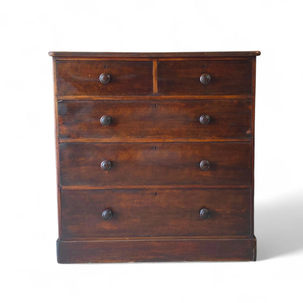 Antique Victorian Stained Pine Chest of Drawers 2 over 3