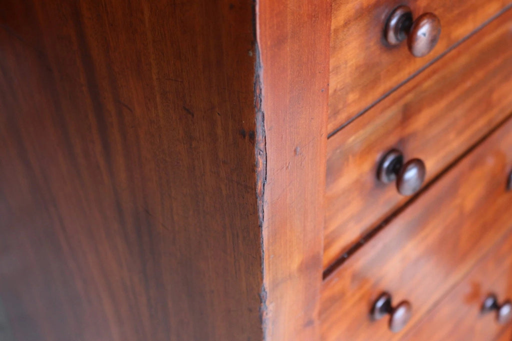 Victorian Mahogany Secretaire Wellington Chest of Drawers c.1860 - Antique 19thC