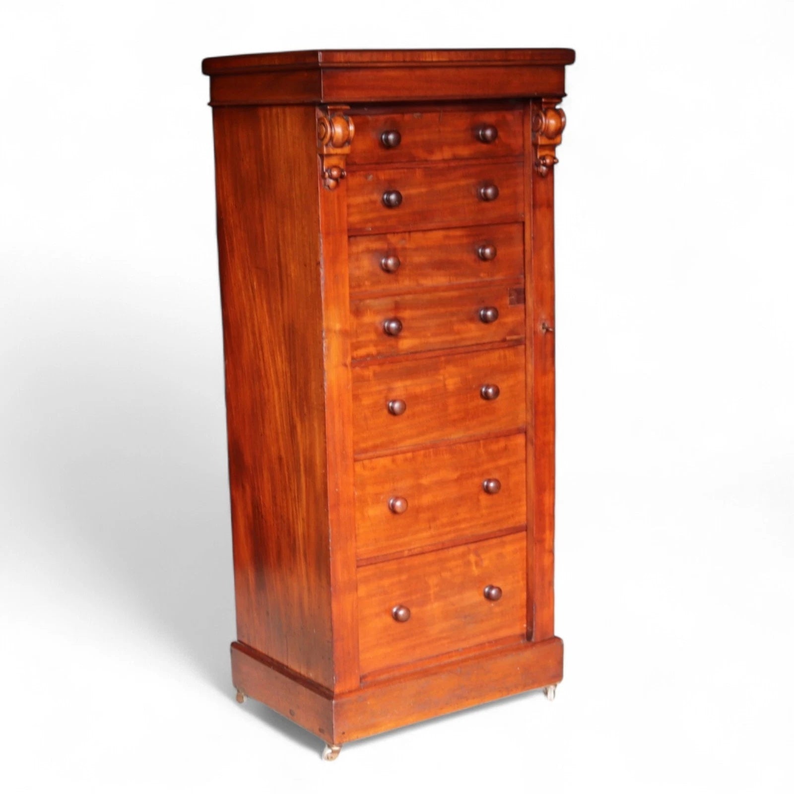 Victorian Mahogany Secretaire Wellington Chest of Drawers c.1860 - Antique 19thC