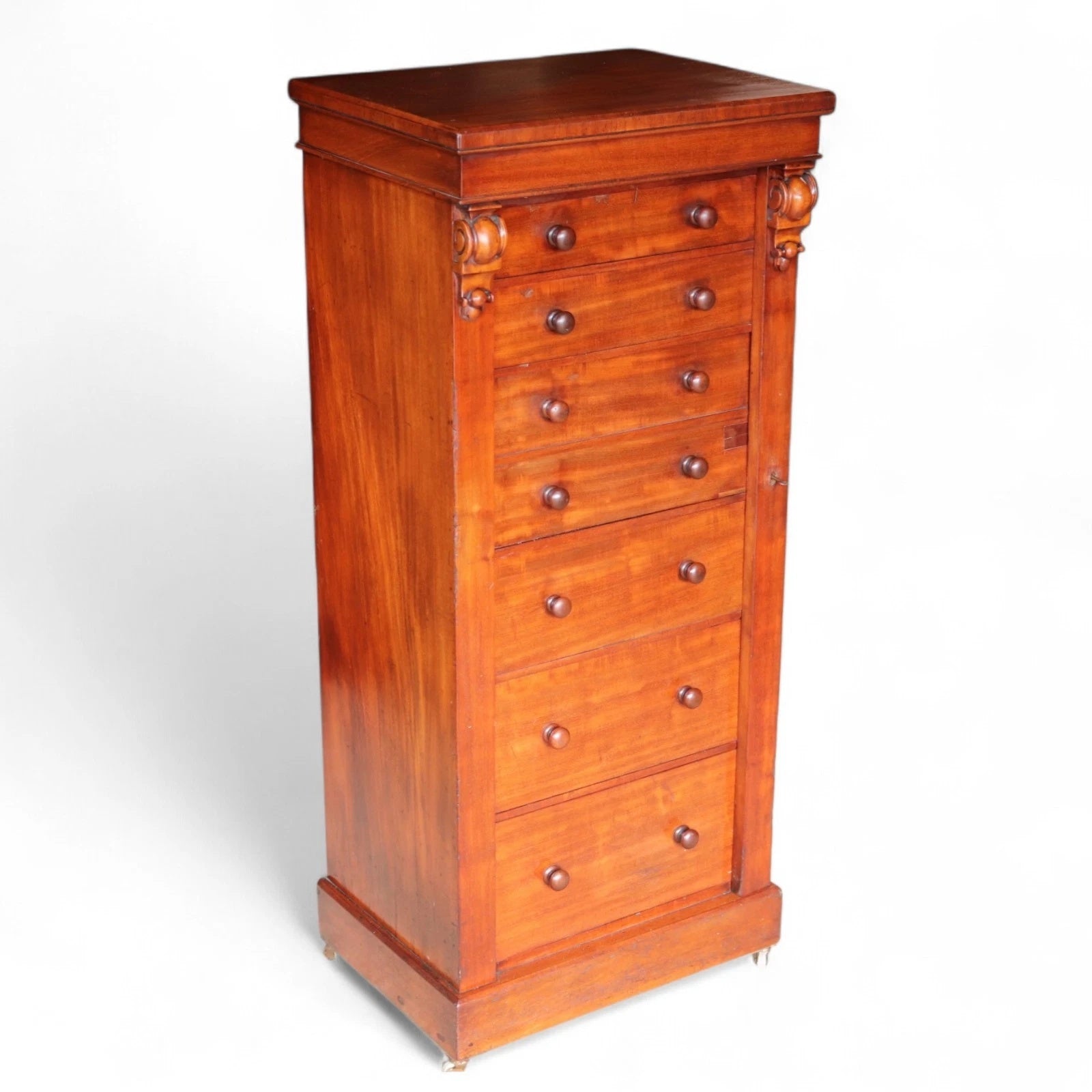 Victorian Mahogany Secretaire Wellington Chest of Drawers c.1860 - Antique 19thC