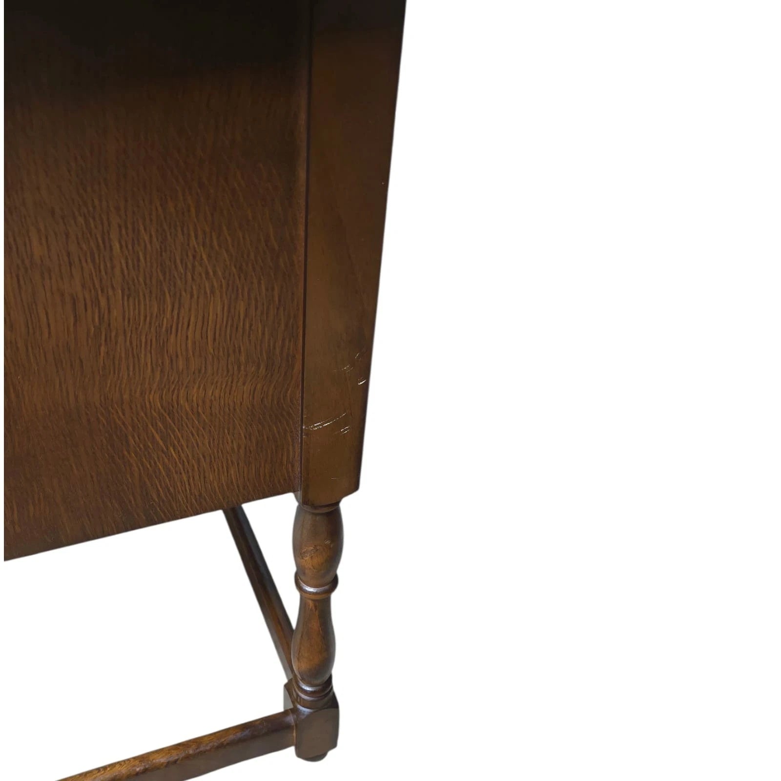 Vintage Oak Old Charm Style Leather Top Writing Desk - 5 Drawer