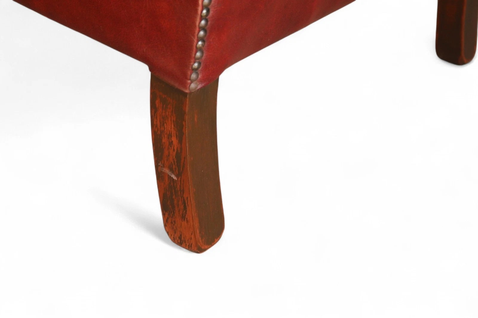 Vintage Oxblood Red Leather Wingback Queen Anne style  Chesterfield Chair