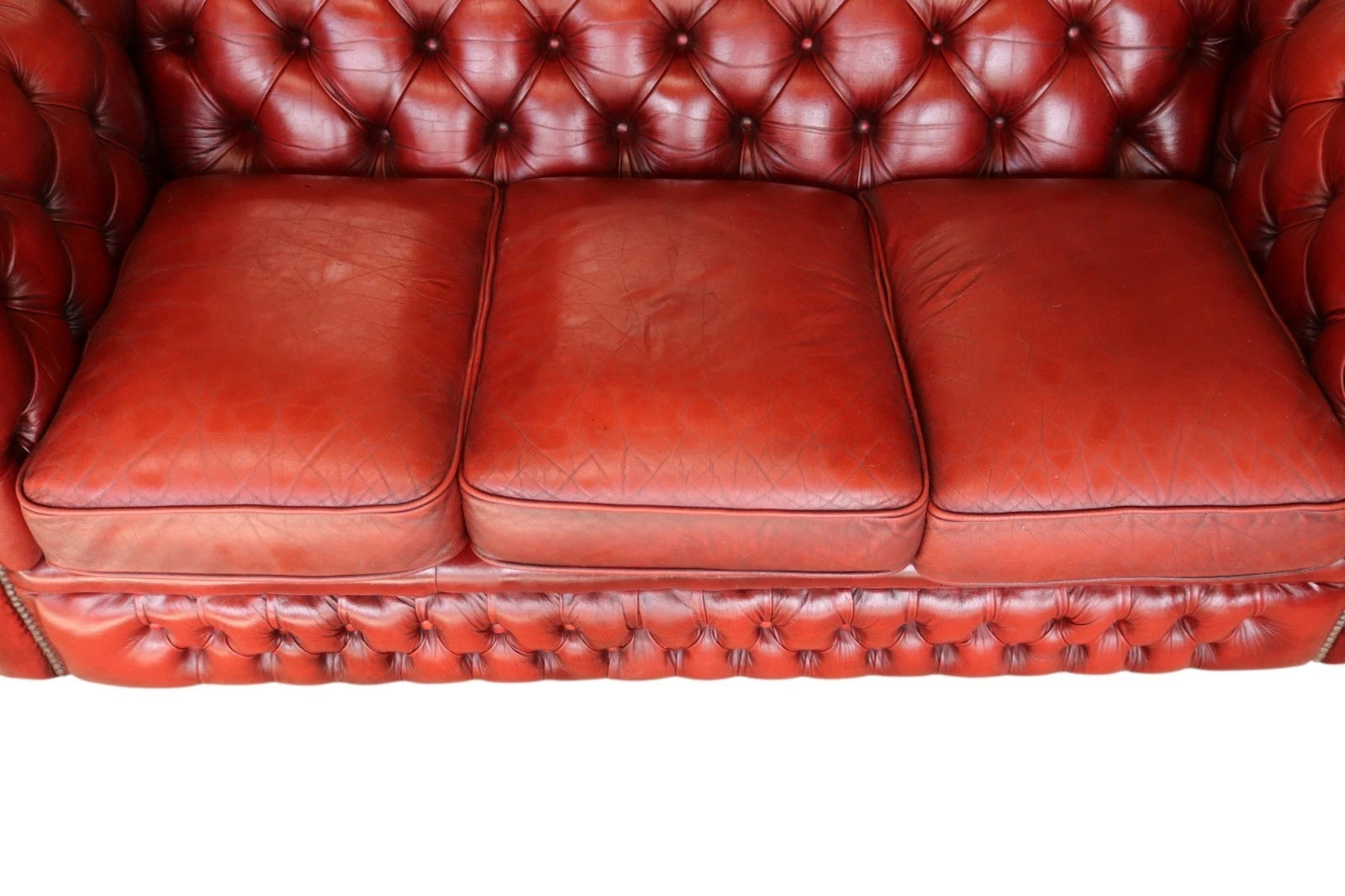 Vintage Oxblood Red Leather Chesterfield 3-Seater Sofa | Antique Style Settee