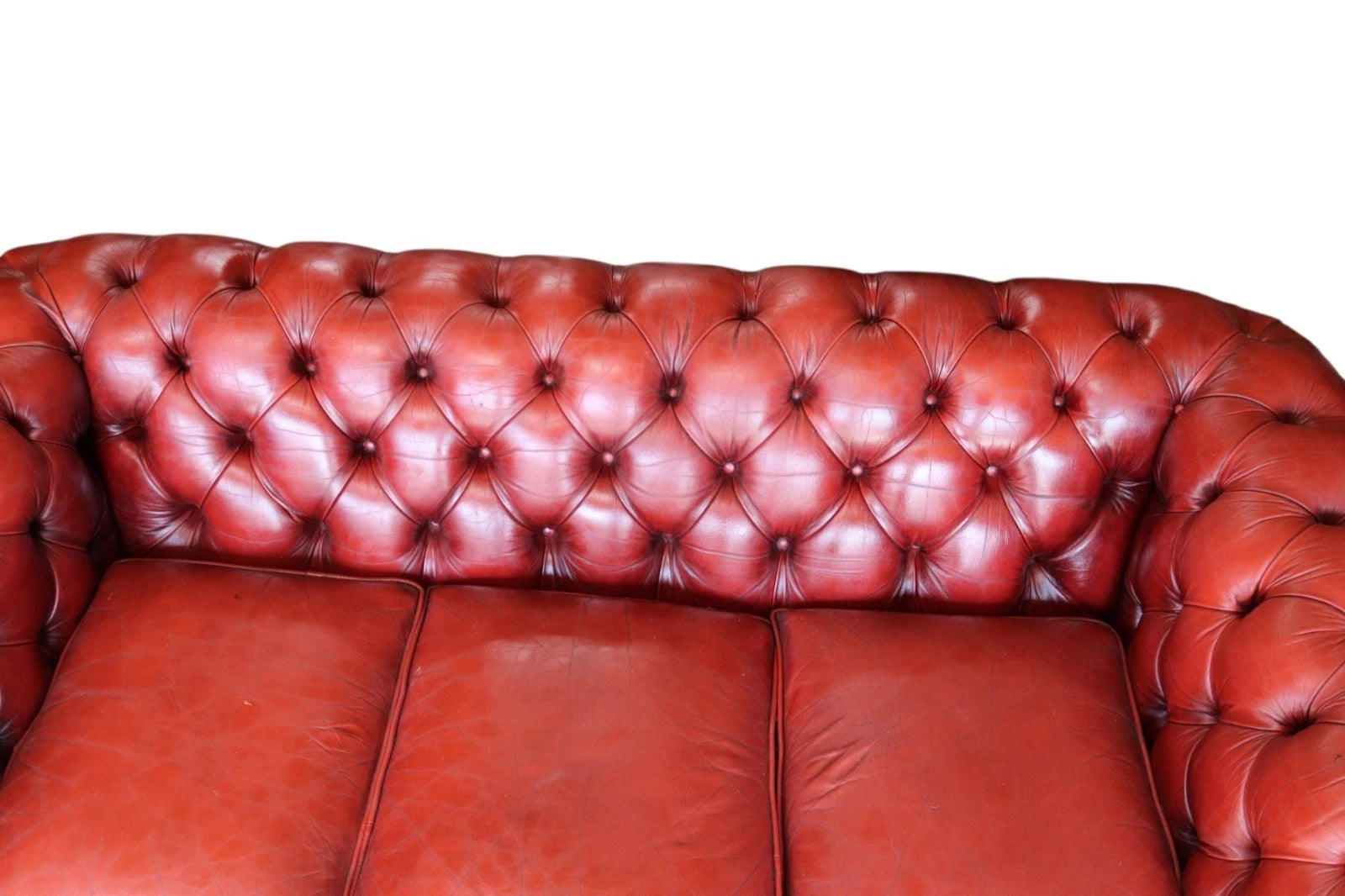 Vintage Oxblood Red Leather Chesterfield 3-Seater Sofa | Antique Style Settee