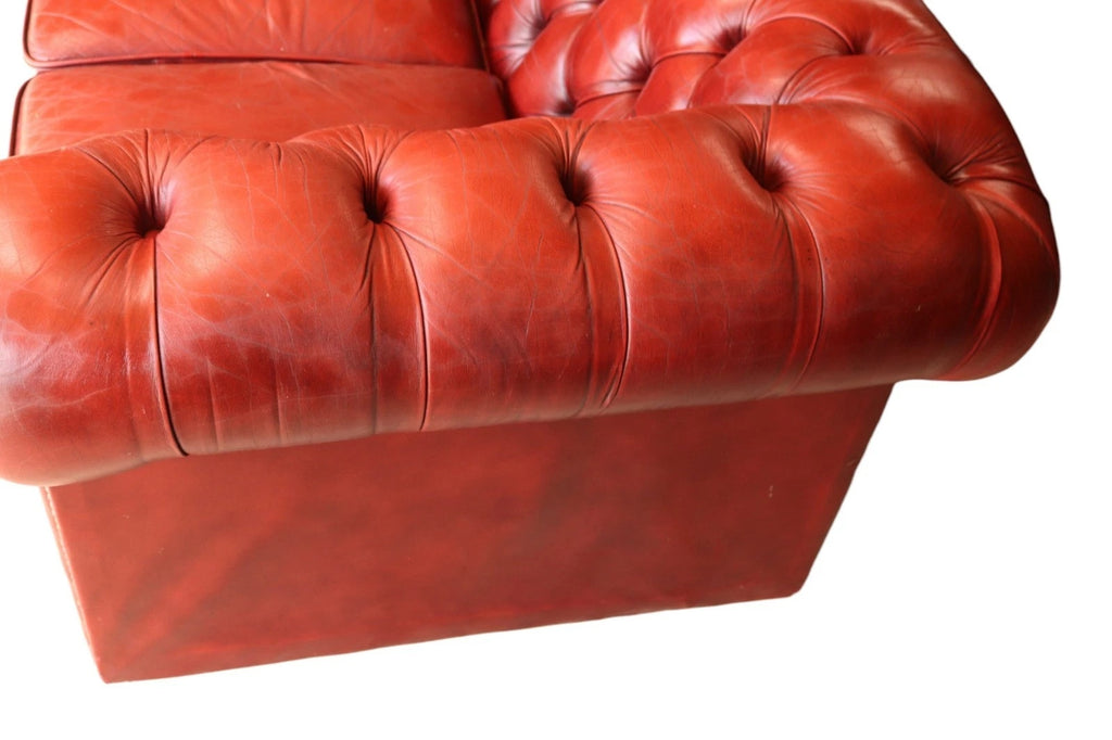 Vintage Oxblood Red Leather Chesterfield 3-Seater Sofa | Antique Style Settee