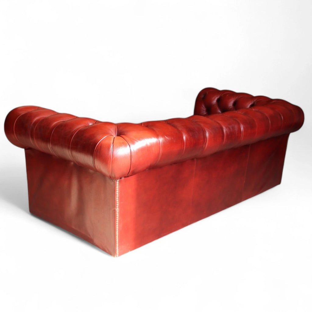 Vintage Oxblood Red Leather Chesterfield 3-Seater Sofa | Antique Style Settee