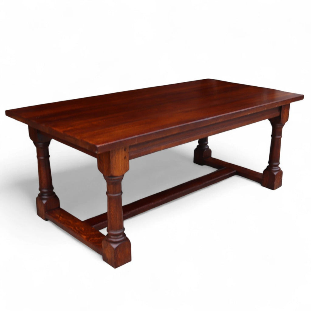 Vintage Solid Oak 17th Century Style Large Refectory Dining Table