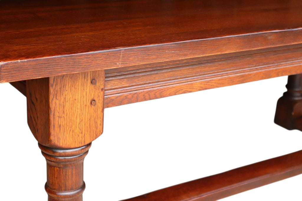 Vintage Solid Oak 17th Century Style Large Refectory Dining Table