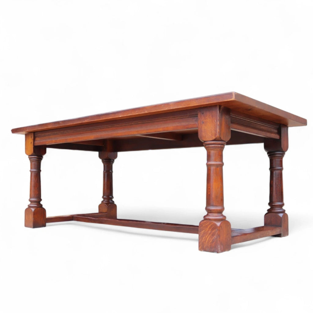 Vintage Solid Oak 17th Century Style Large Refectory Dining Table