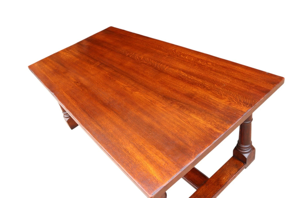 Vintage Solid Oak 17th Century Style Large Refectory Dining Table