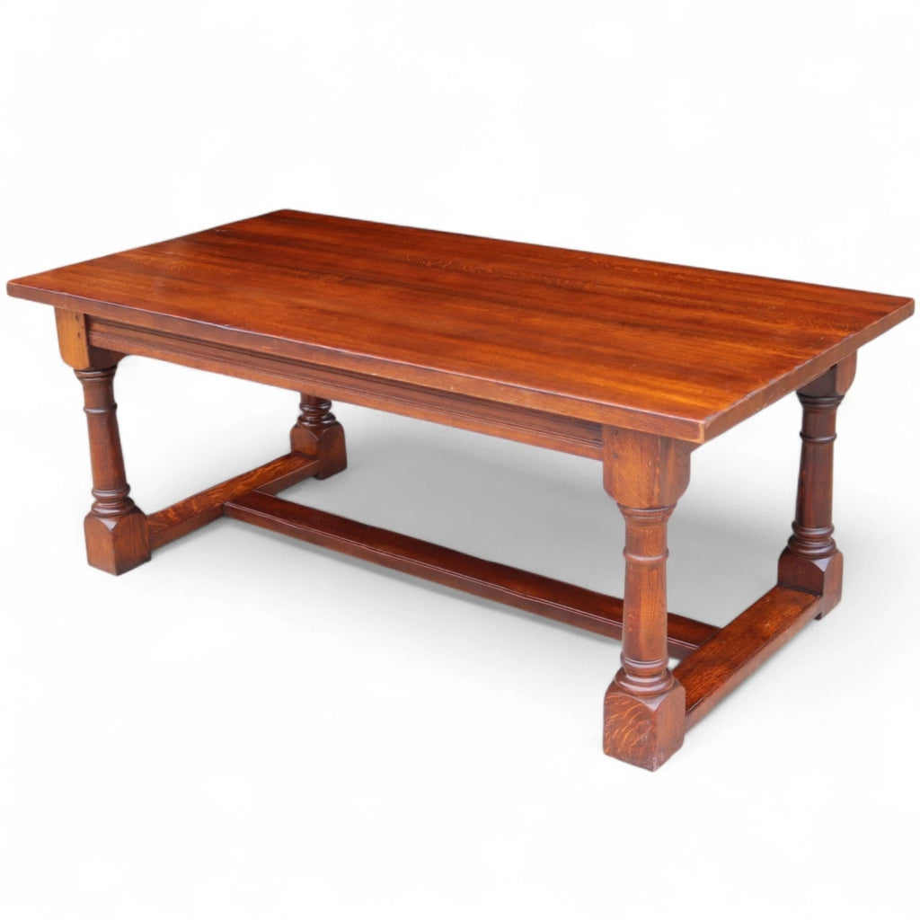 Vintage Solid Oak 17th Century Style Large Refectory Dining Table