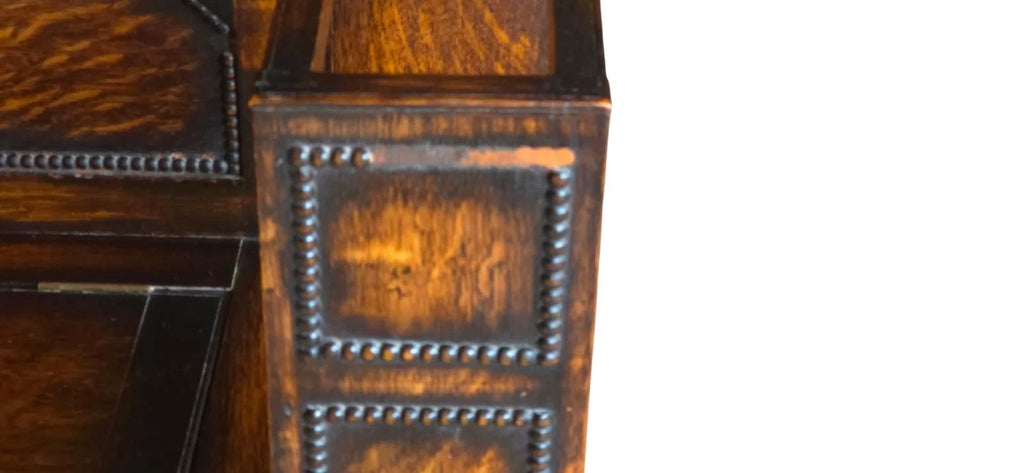 Vintage 1930s Oak Monk’s Bench Hall Settle with Umbrella Stands - Jacobean Style