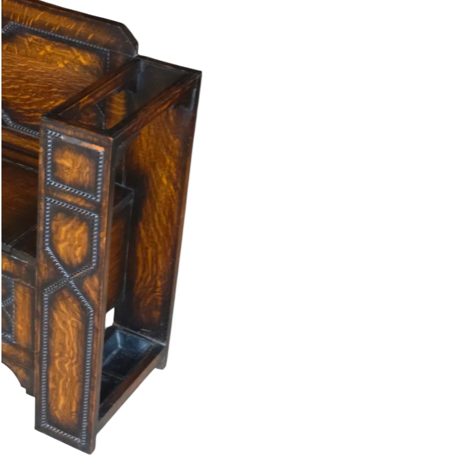 Vintage 1930s Oak Monk’s Bench Hall Settle with Umbrella Stands - Jacobean Style